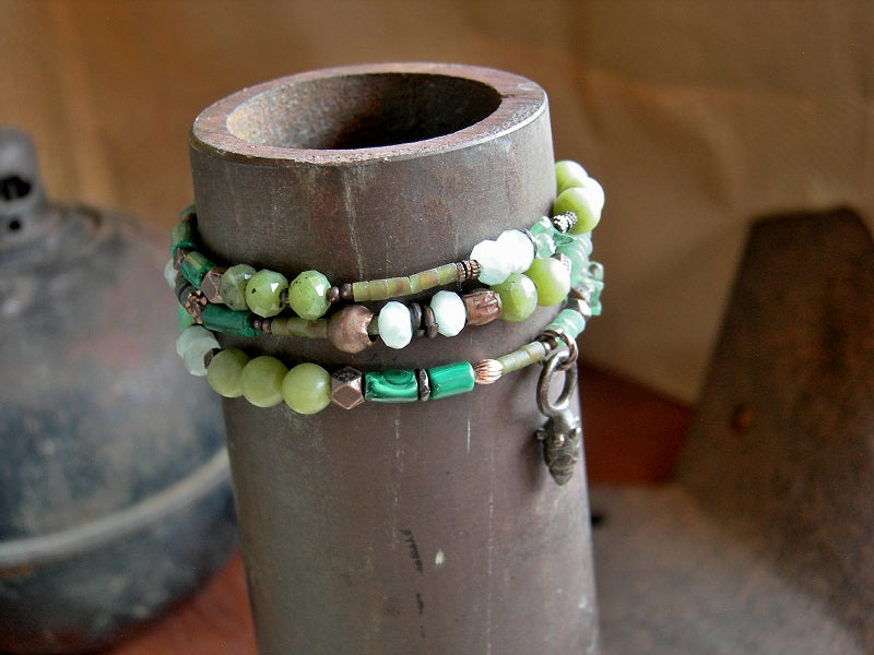 Handmade Green Seed Bead Wrap Bracelet