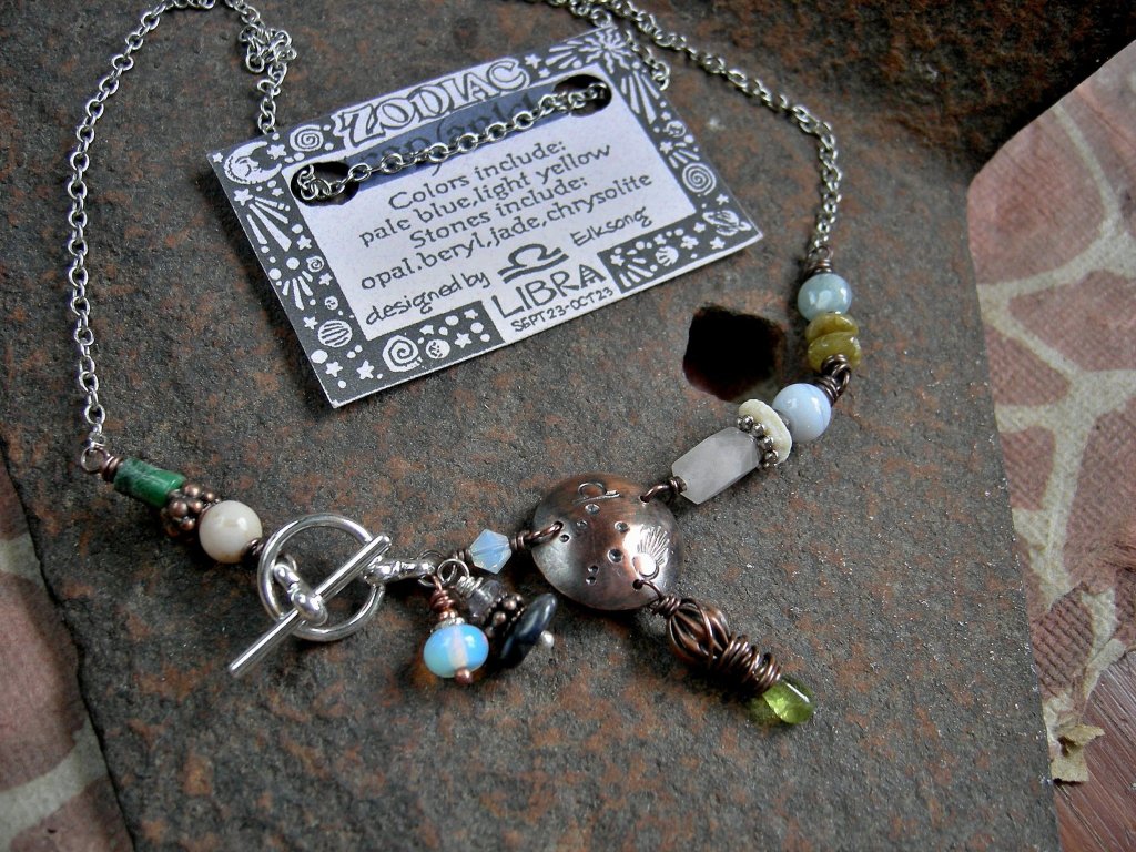 Libra zodiac necklace, custom birthstone jewelry, unique handmade astrological necklace